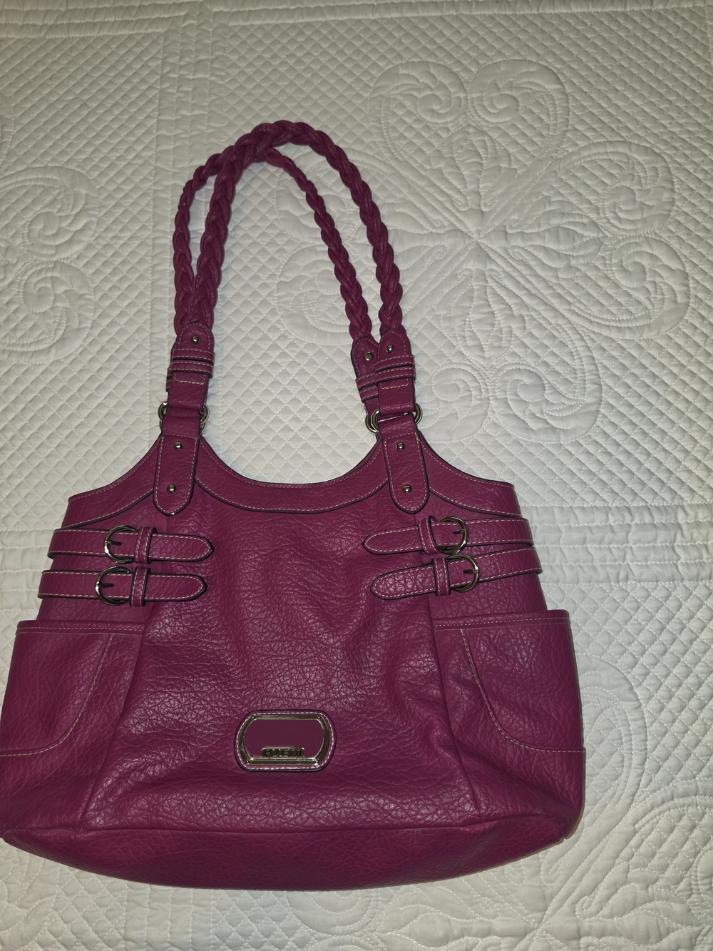 Rosetti Fuchsia Pebbled Leather Shoulder Bag